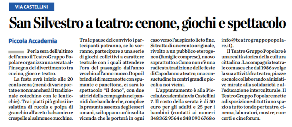 articolo laprovincia settimana incom 30dic2015